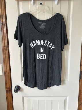 Fifth Sun Charcoal Heather sleep Tee with White Print